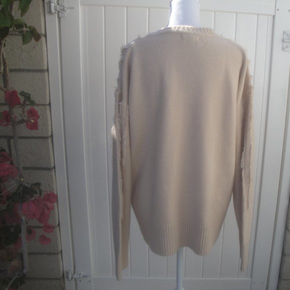 &merci Fringe Neutral Light Camel Long Sleeve Sweater Size Large - Picture 4 of 4